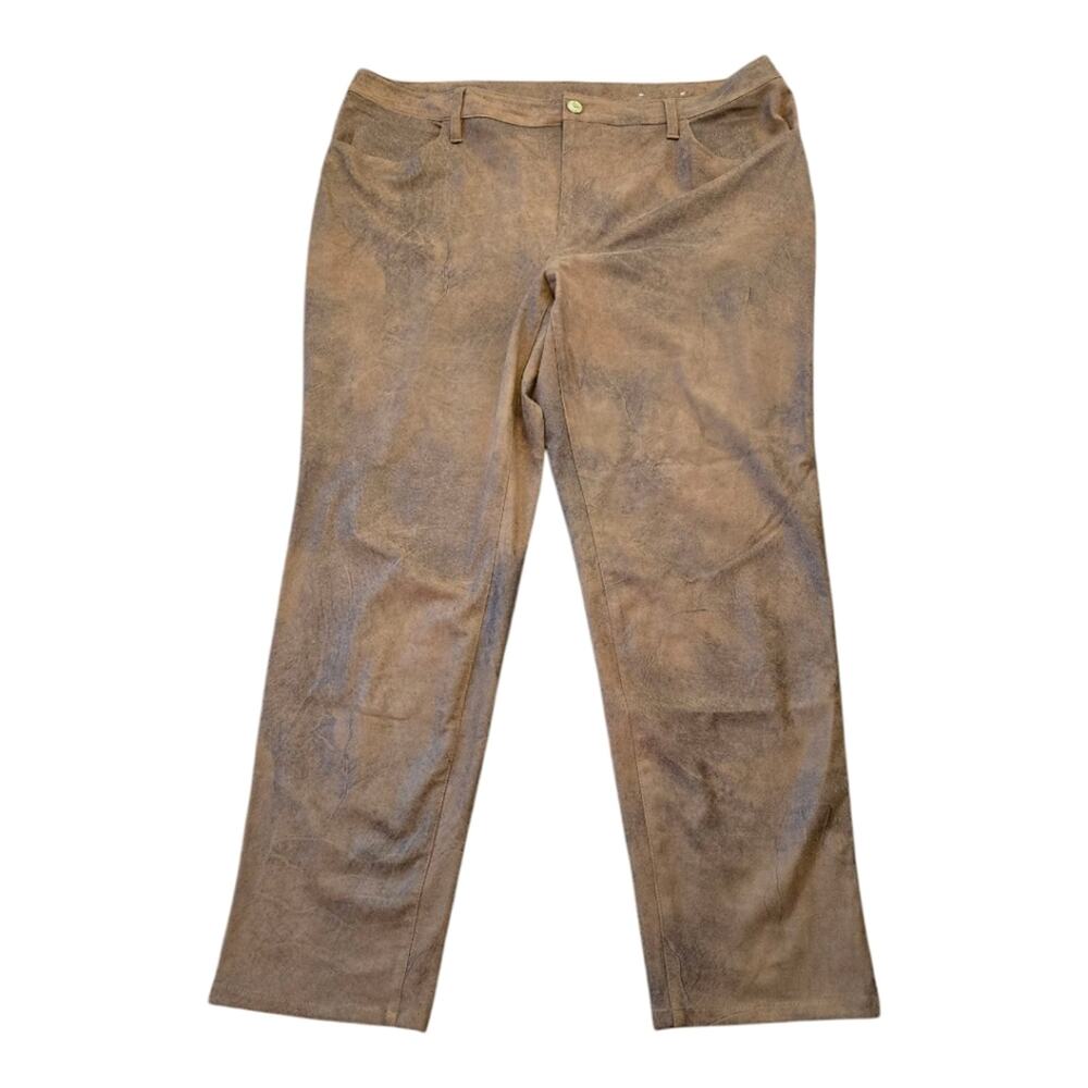 Chico's‎ Vegan Suede Stylish Tan Straight Leg Women's Pants Size 3.5 Size 16